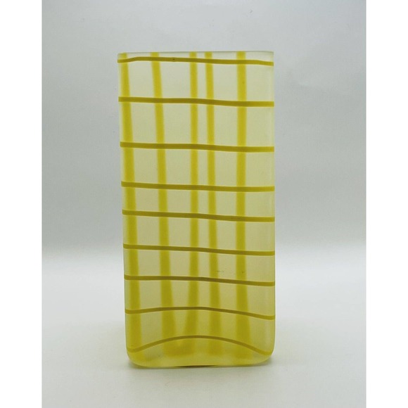 Vintage Retro Rectangular Yellow & Clear Frosted Glass by Gorgeous Design - Picture 2 of 11